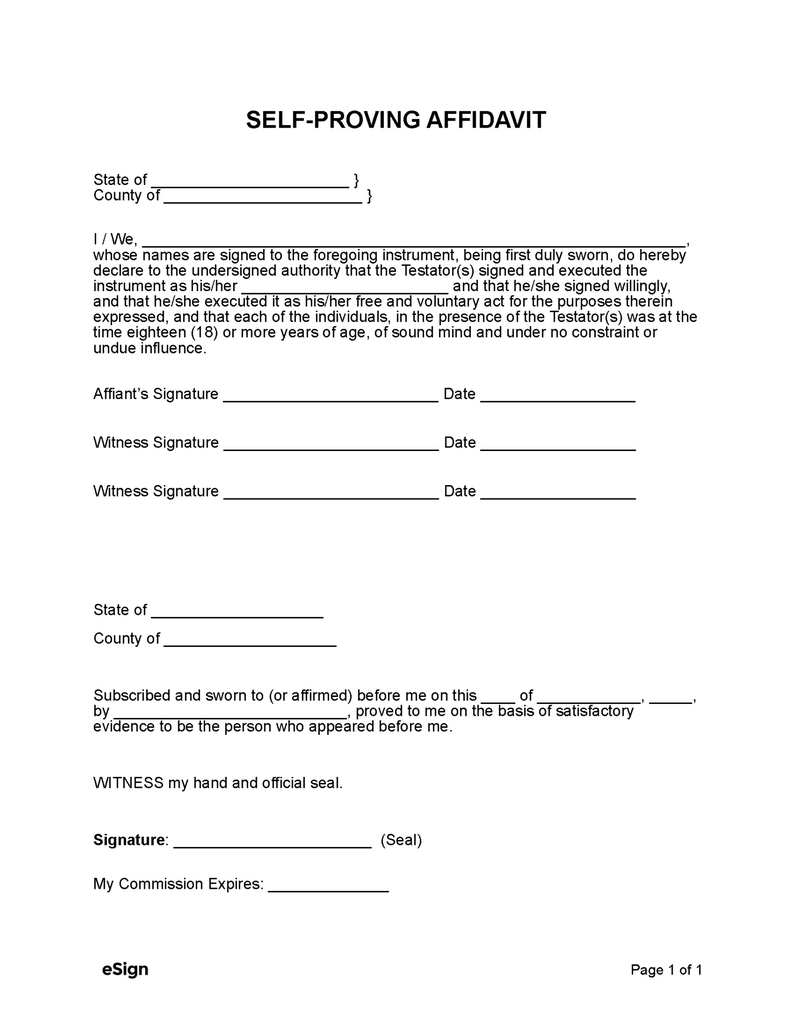 What is a self-proving sworn statement for a will, and do you require one?